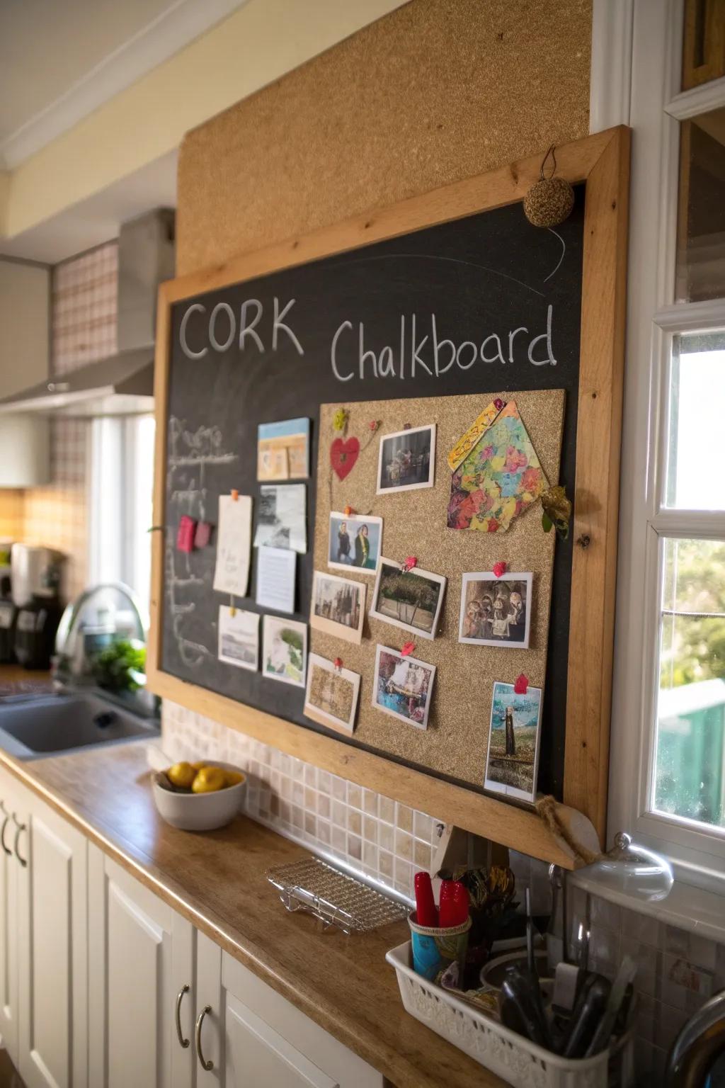 A cork and slate amalgamation delivers adaptable correspondence alternatives.
