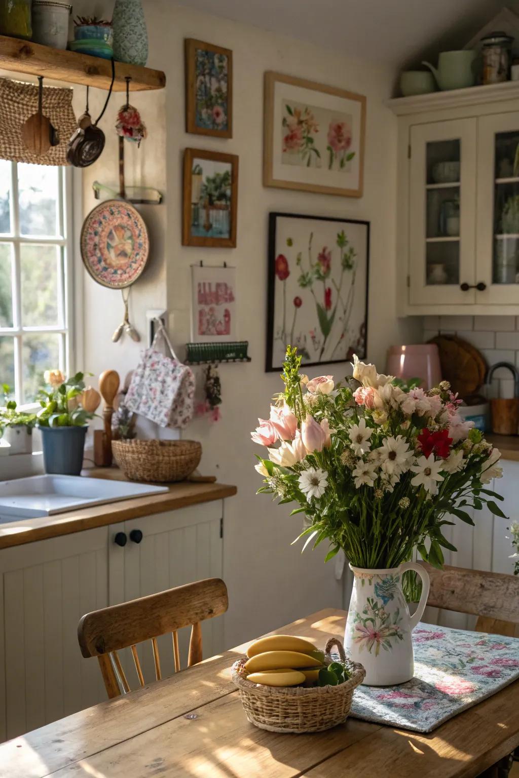 A kitchen enhanced with personal decorative accents.