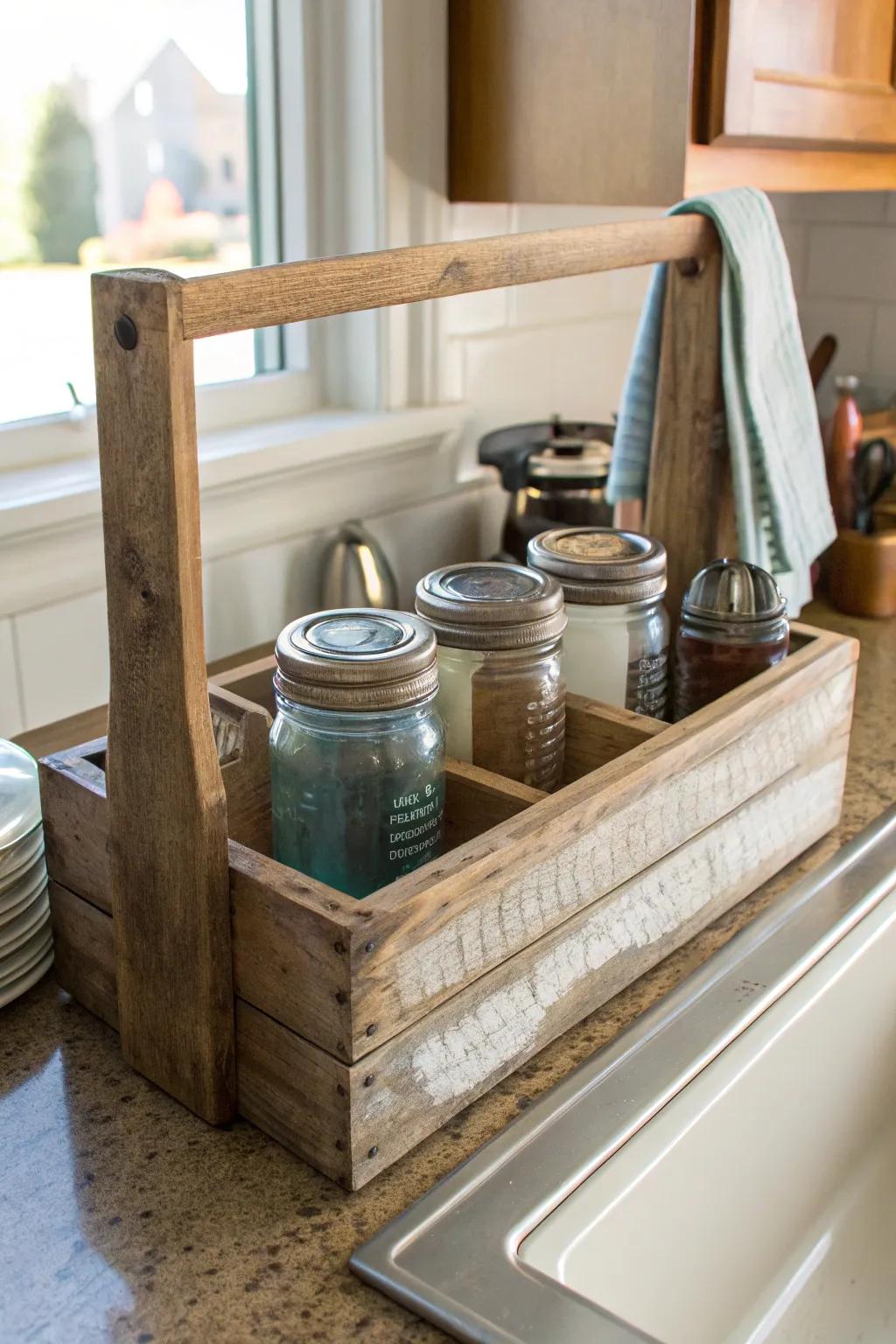 Add a personal touch with a DIY sink storage unit.