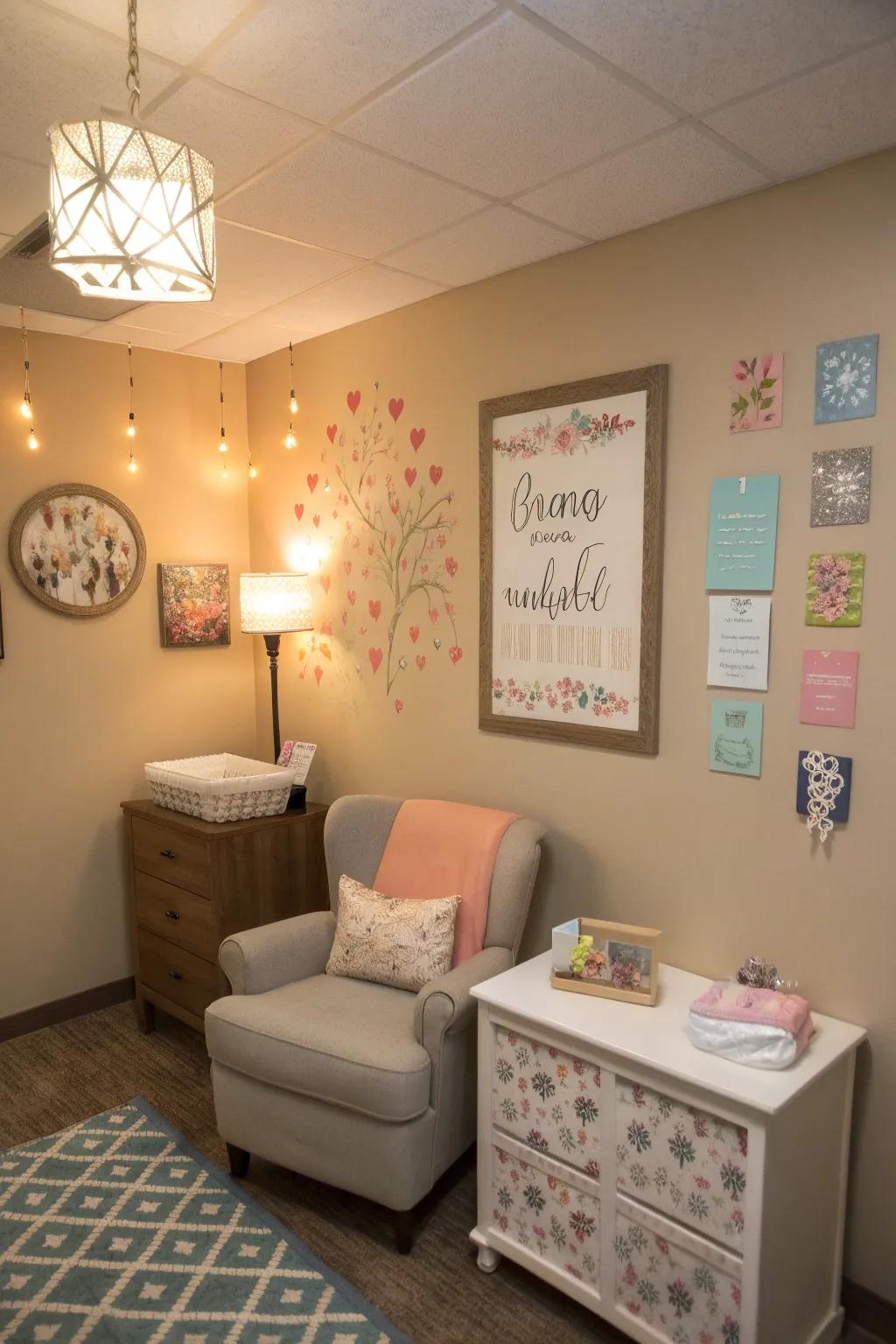 Inspirational wall art, nurturing a positive atmosphere.