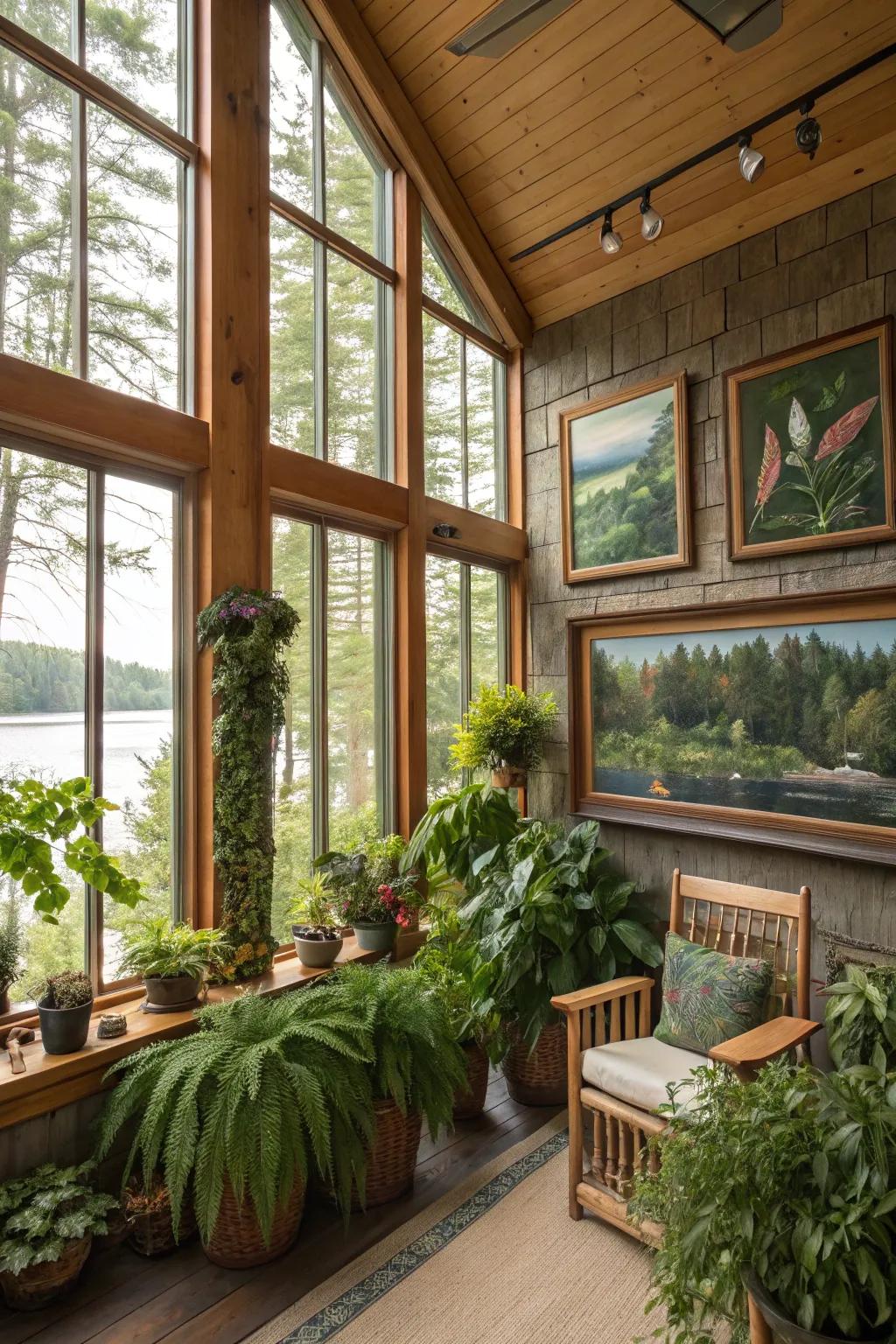 Nature-inspired decor deepens the affinity with the outdoors.