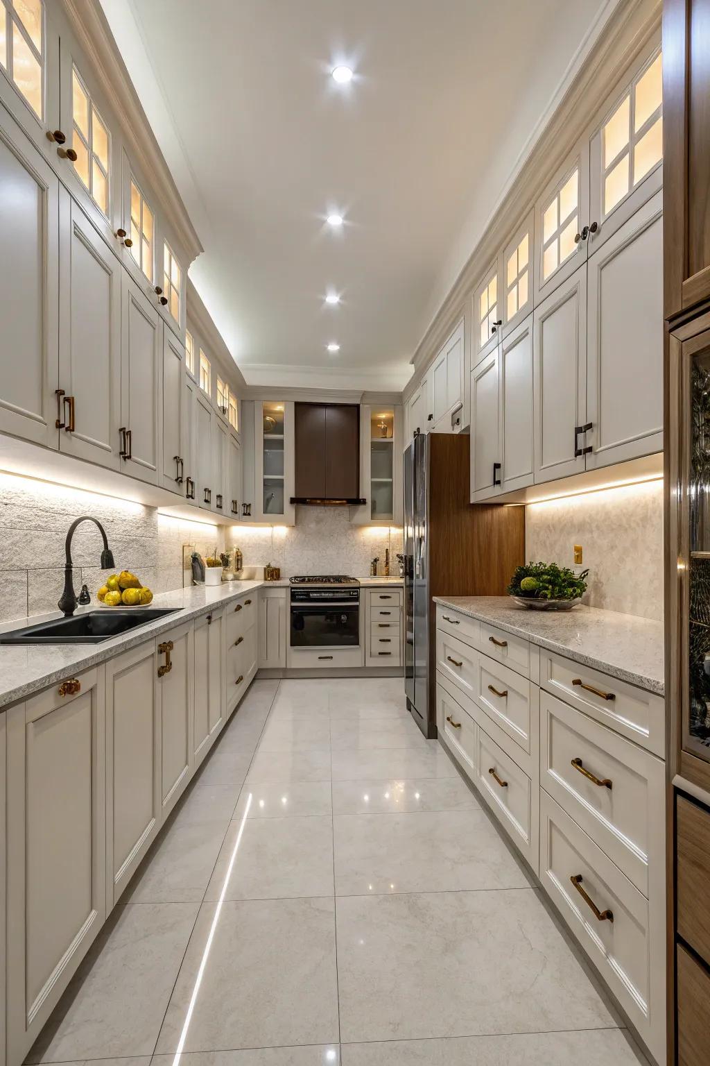 A symmetrical kitchen design that enhances visual harmony.