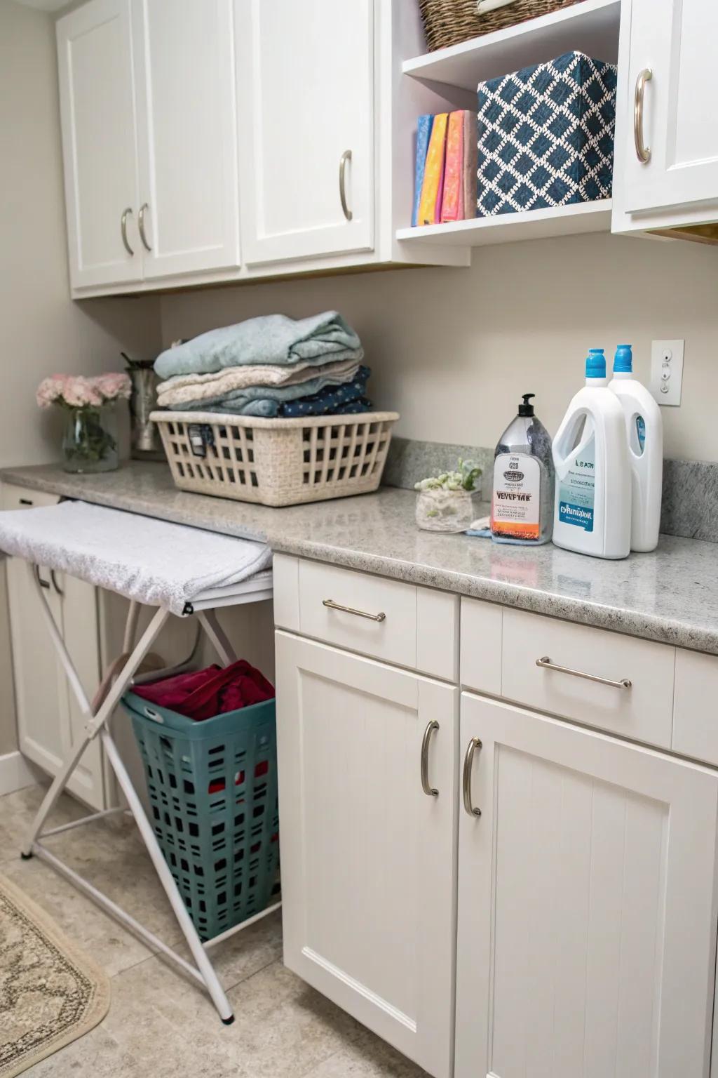 A folding spot adds convenience to your laundry routine.
