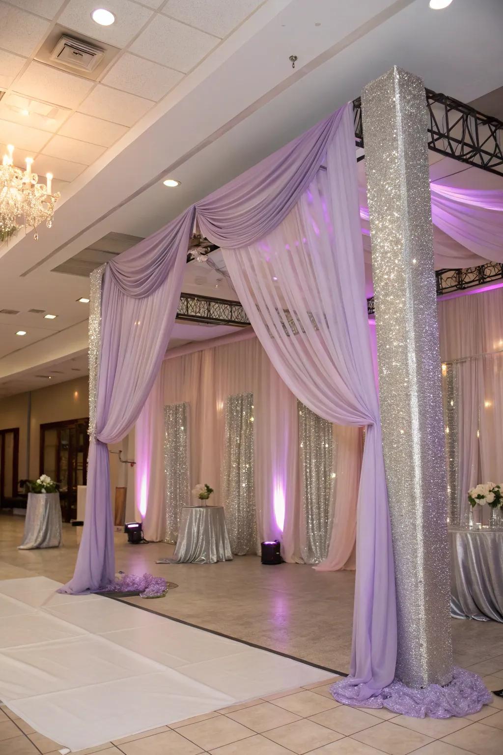 Fabric installations that contribute a touch of sophistication and elegance to the celebration.