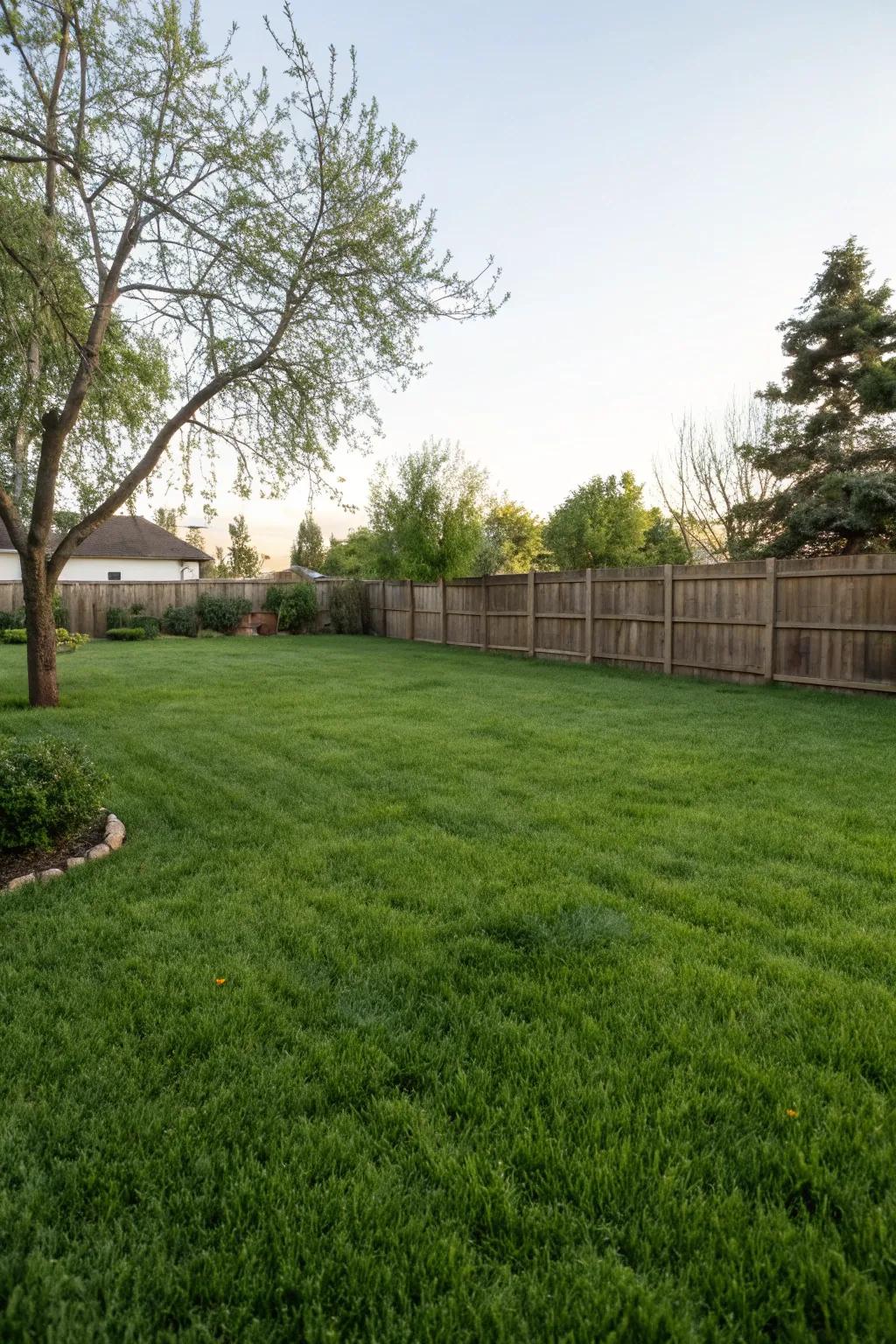A flourishing lawn with consistent, rich growth that signifies excellent care.