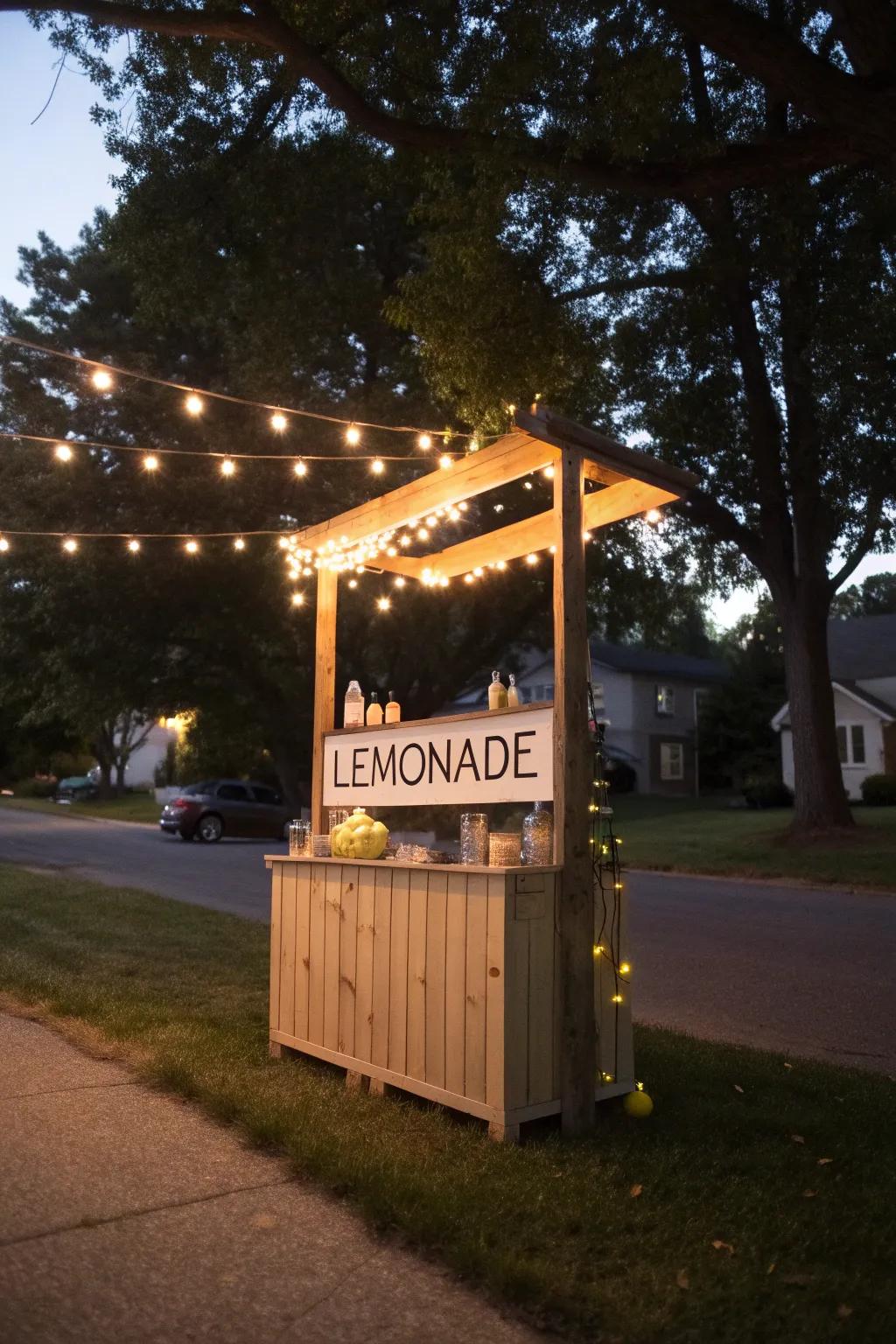 Linked illuminations append an enchanting detail to your lemonade stand.