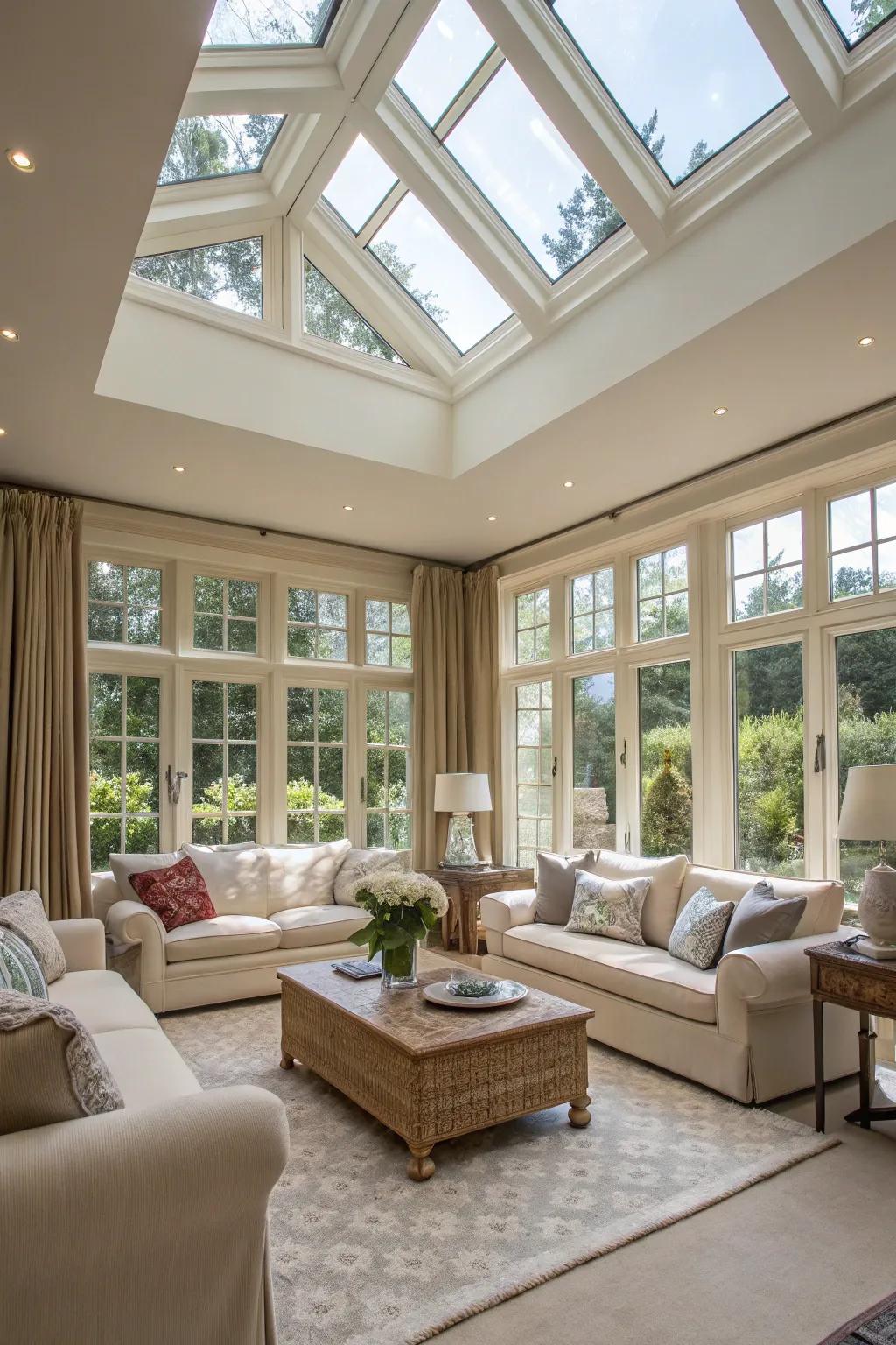 Natural light integration brightens your family room without any effort.