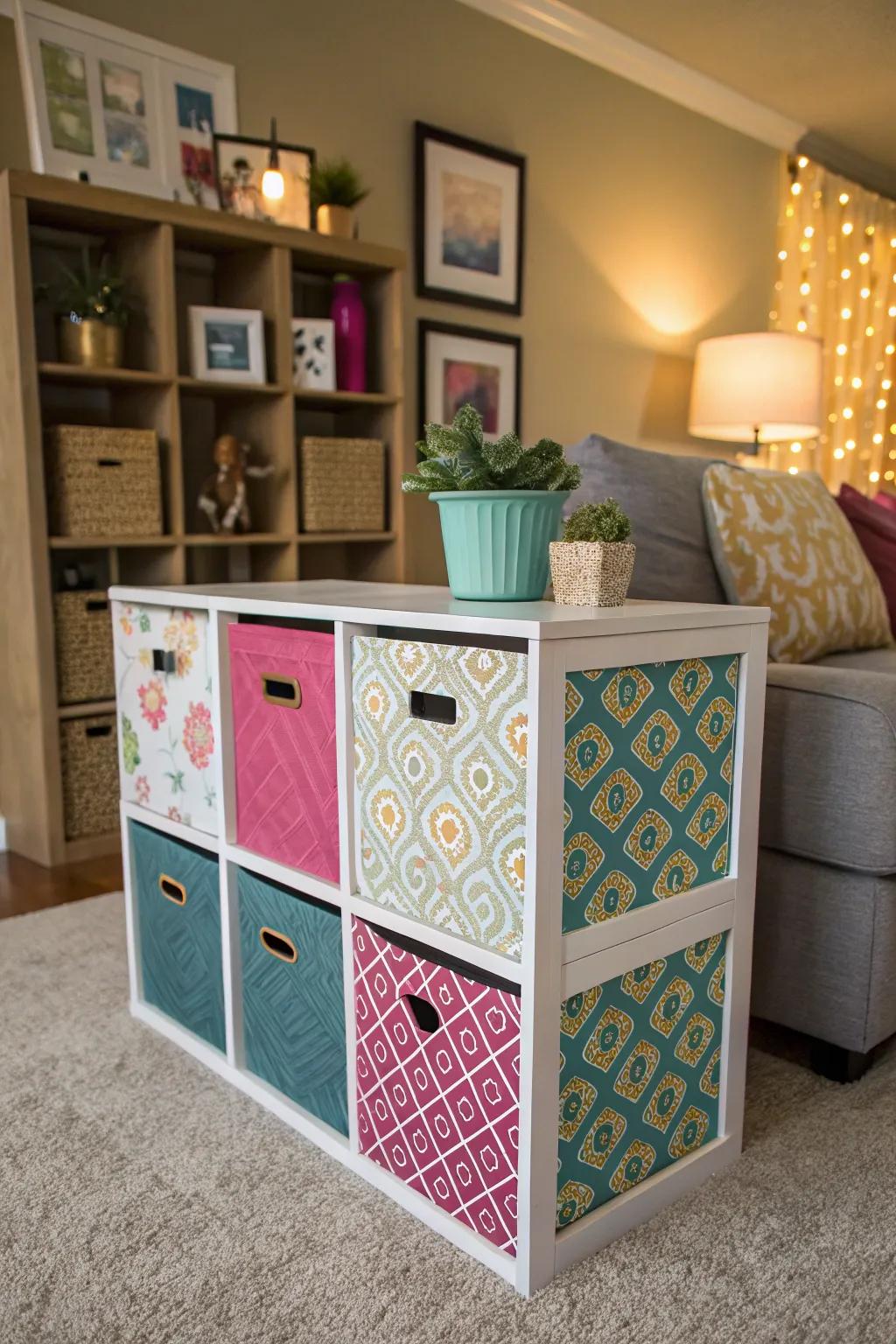 Customized cube storage displays individual style and creativity.