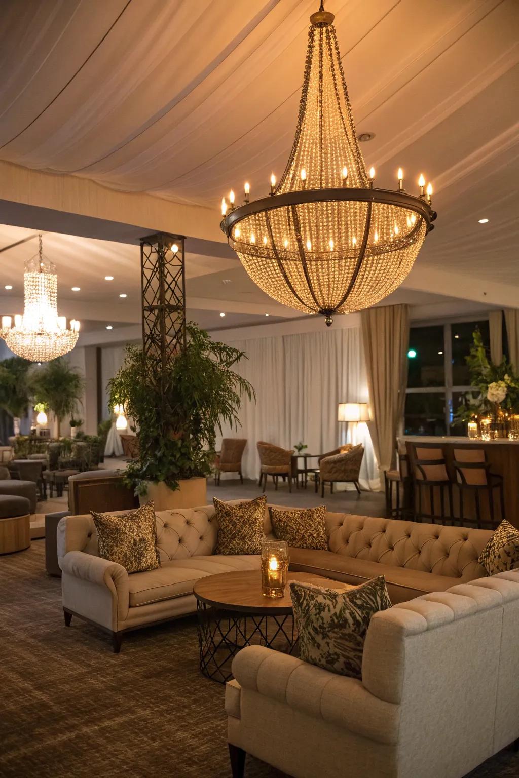Illumination fixtures that make a statement elevate the room's ambiance.