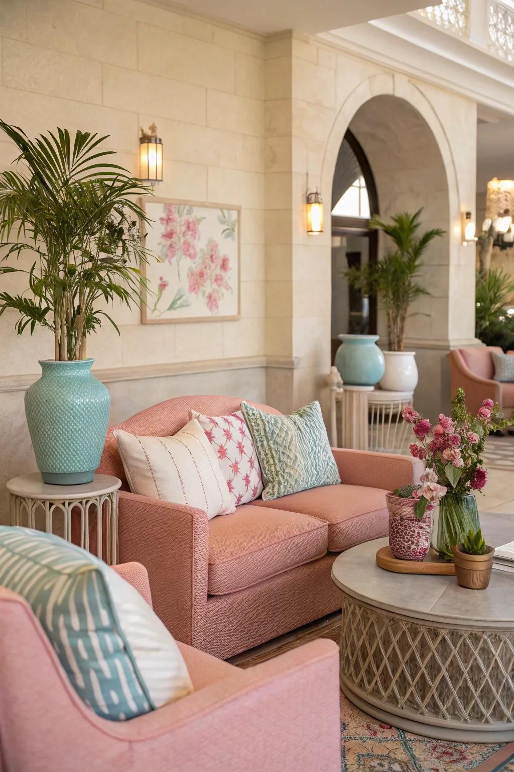 A cohesive color scheme beautifully unifies the living room.