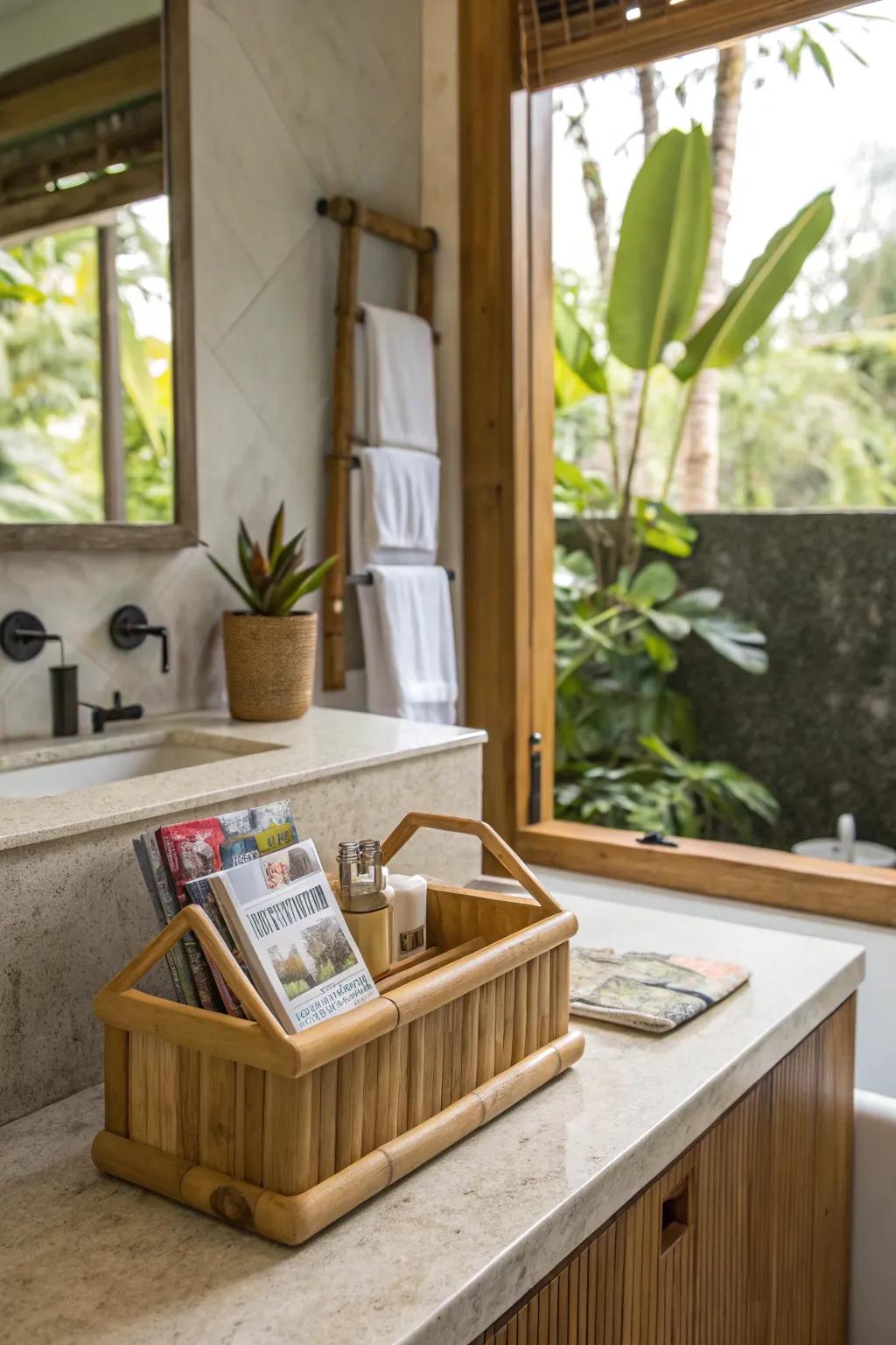 Bamboo caddies introduce nature indoors.