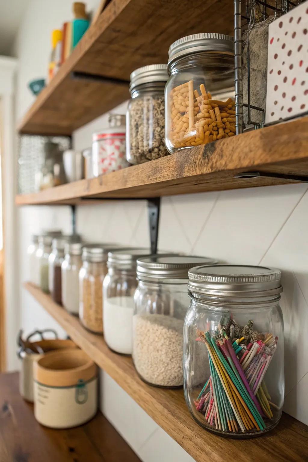 Organize with style using antique containers for storing.