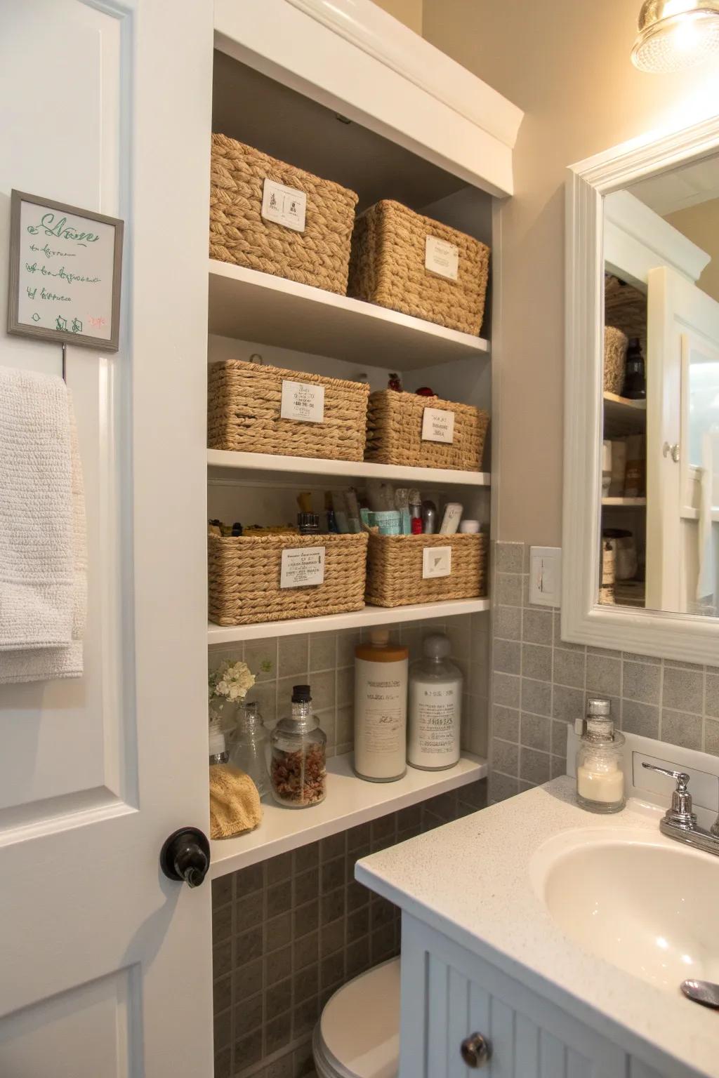 Creative labeling adds order and charm to your cabinet.