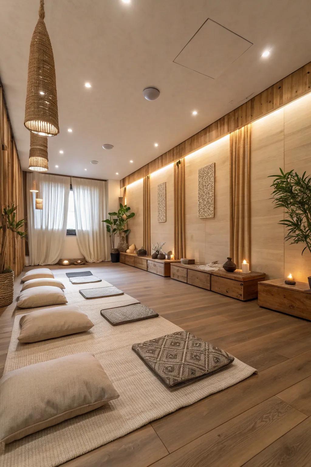 For meditation, neutral tones offer a tranquil backdrop.