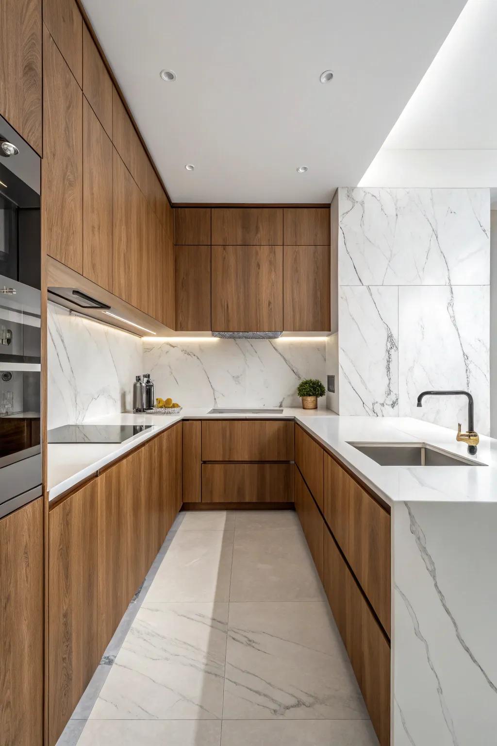 Superior materials elevate the minimalist design in a kitchen.