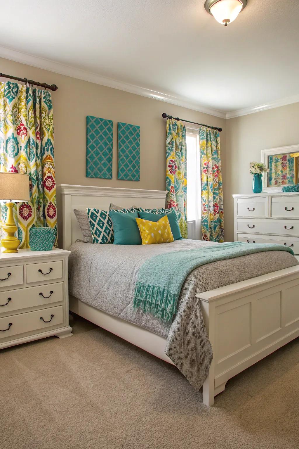 Neutral foundations with colorful accents offer versatile design possibilities.