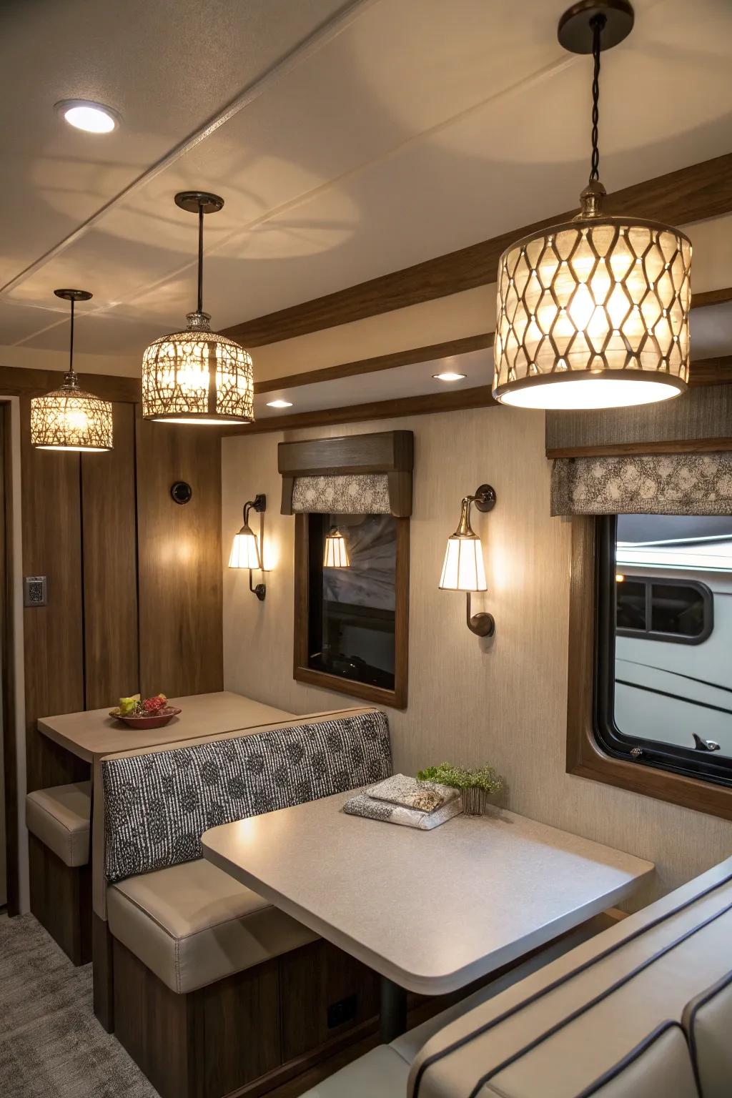 Elegant light fittings can enhance the ambiance of your manufactured home.