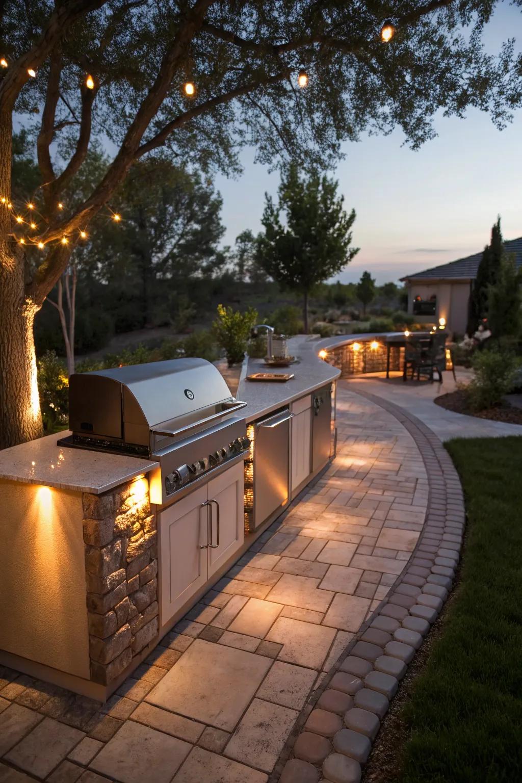 Lighting amplifies nighttime BBQ experiences.