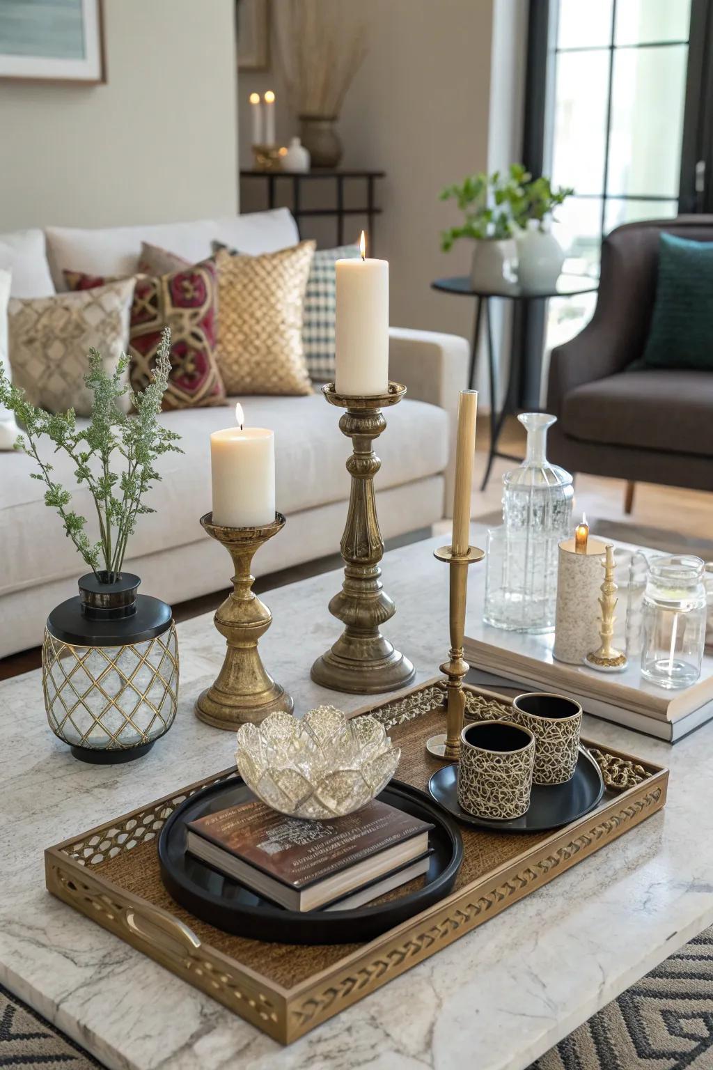 Playing with height levels introduces an exciting element to your tabletop decor.