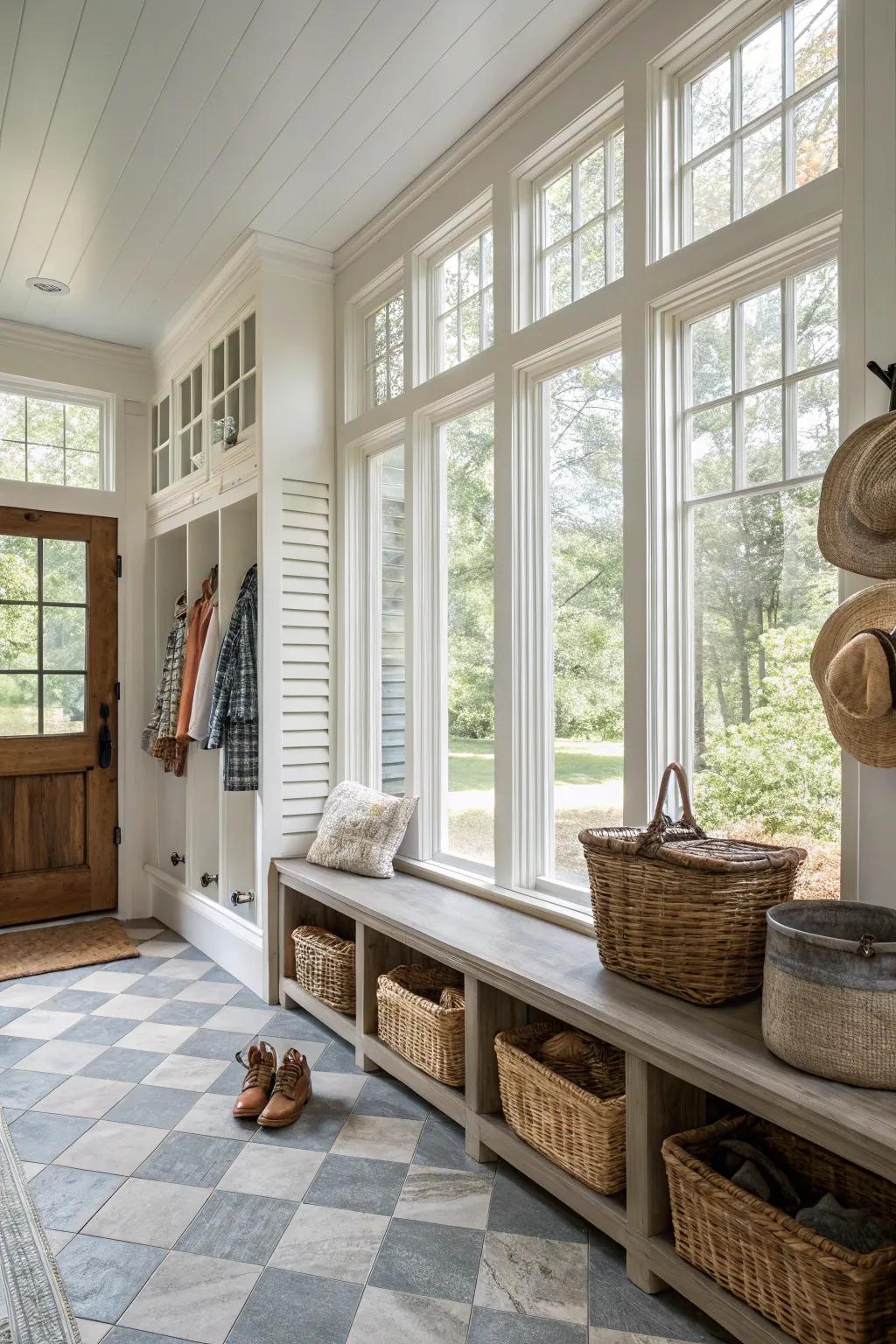 Brilliant mudroom offering abundant solar illumination.