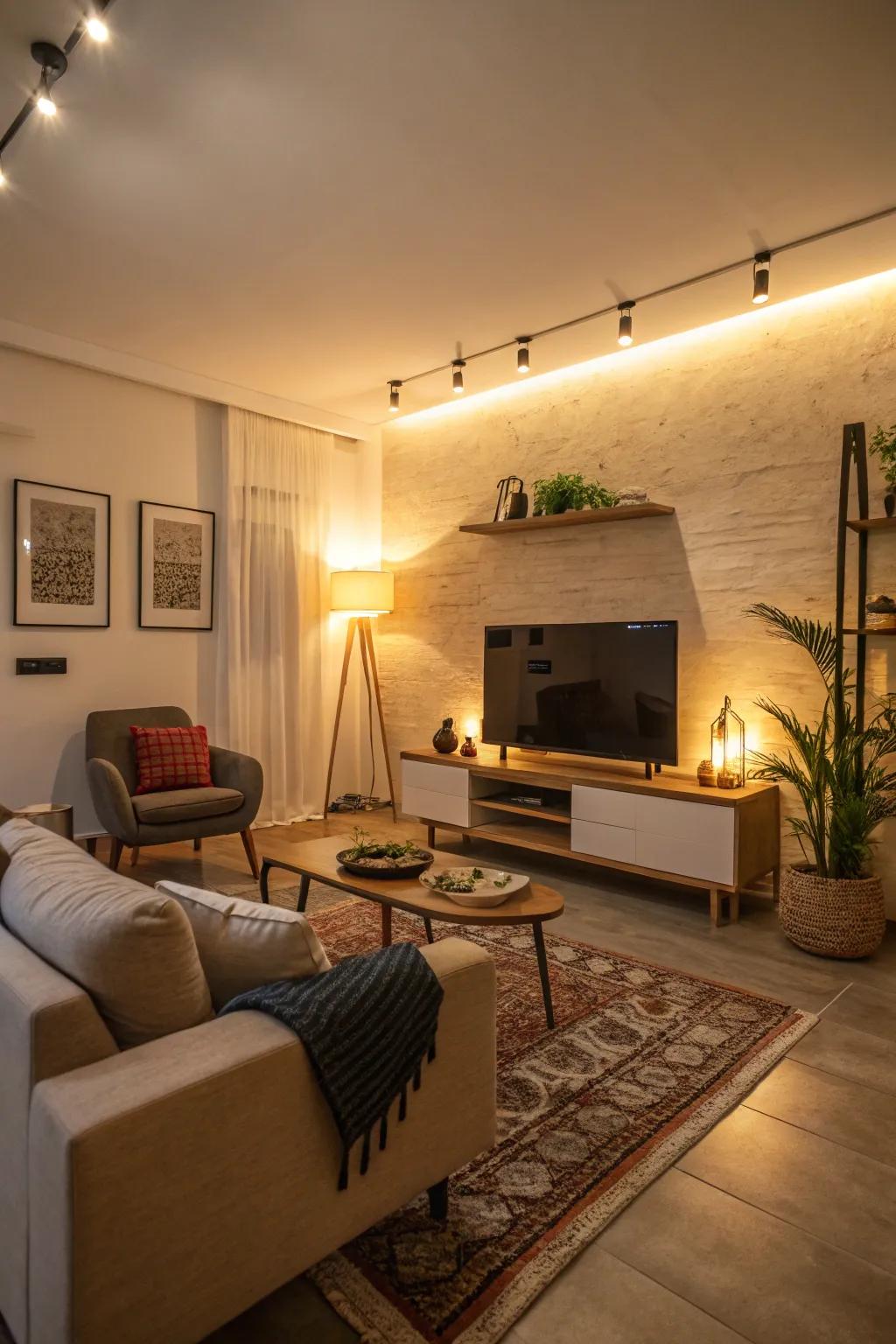 Ambient lighting enriches the welcoming vibe.