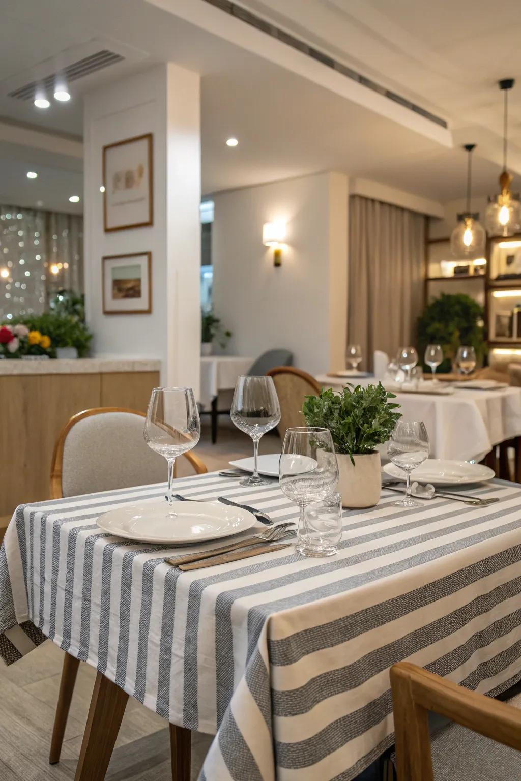 Lined table coverings add sophistication to any dining room.