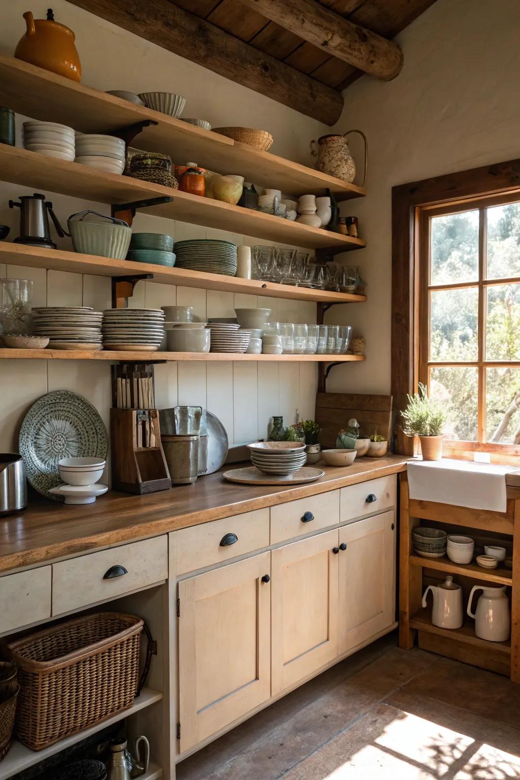 Unrestricted shelving combines style with functionality.