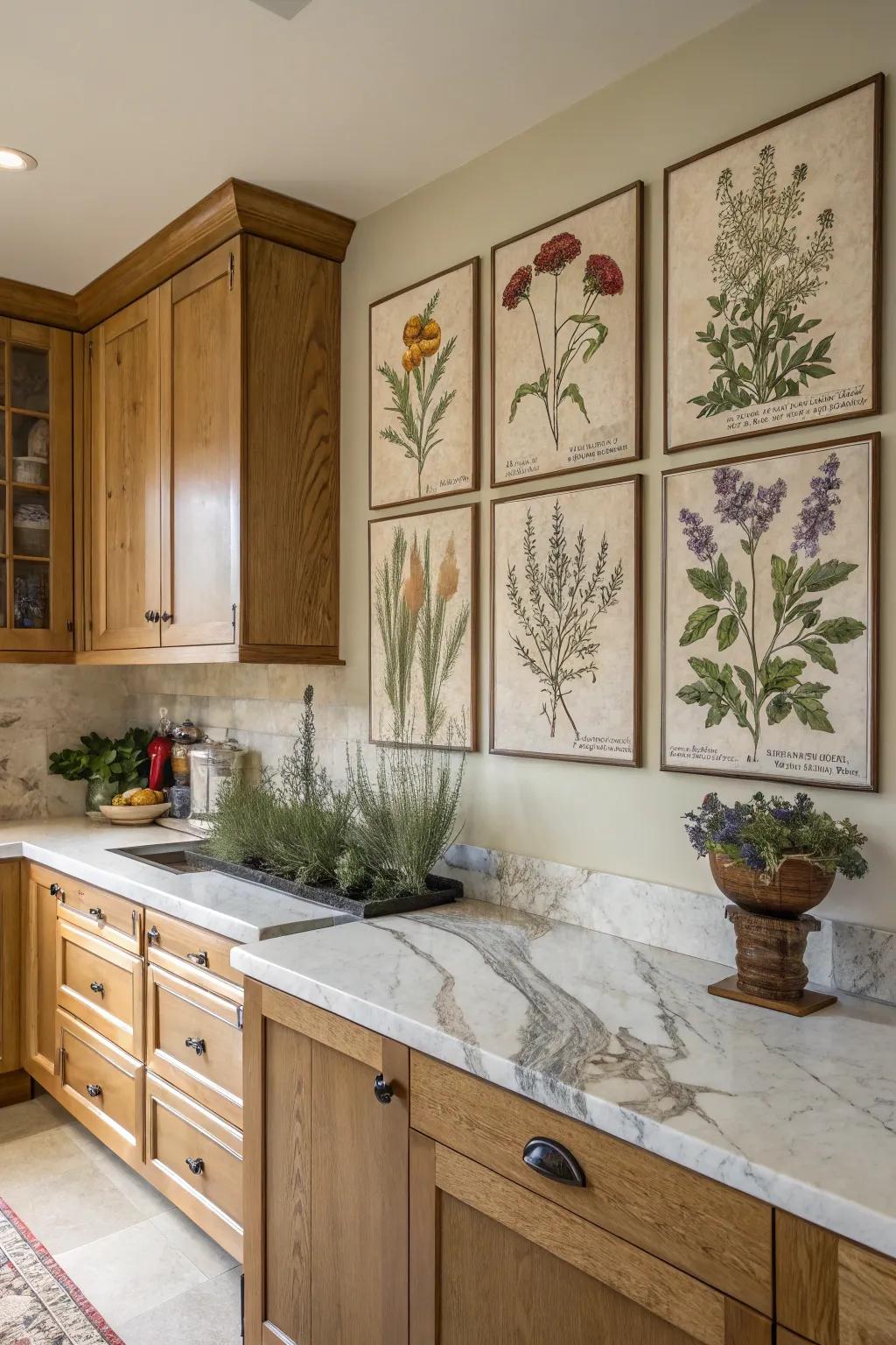 A refreshing multi-canvas botanical herb selection, introducing verdancy to the kitchen.