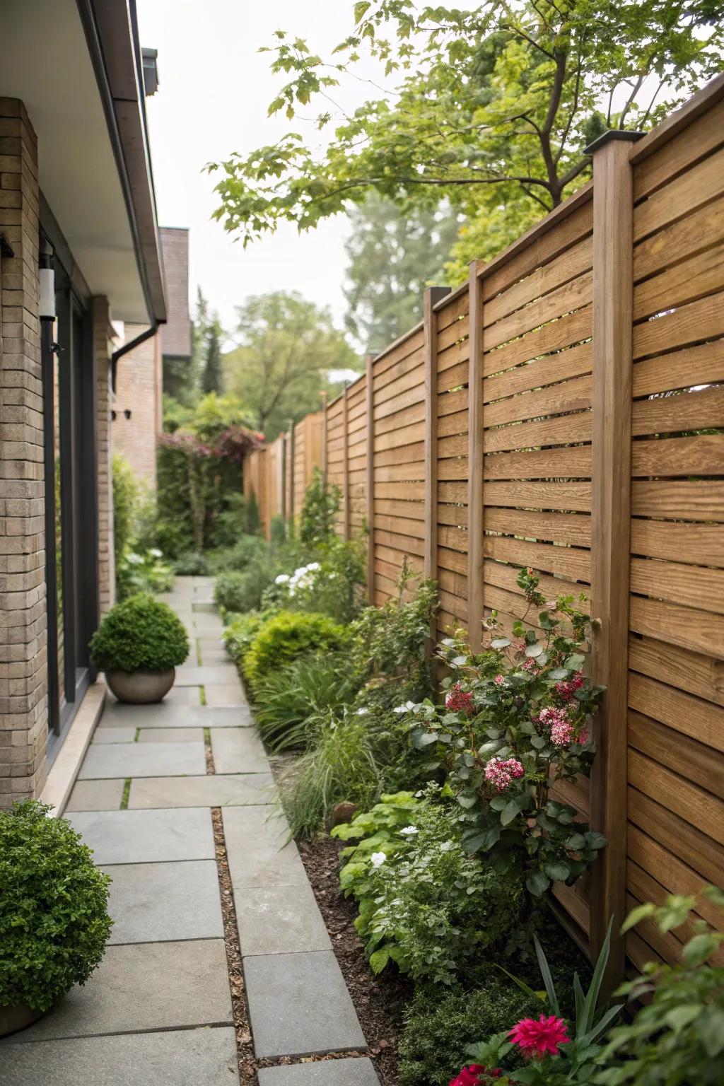 Seclusion screens provide privacy and style for side yards.