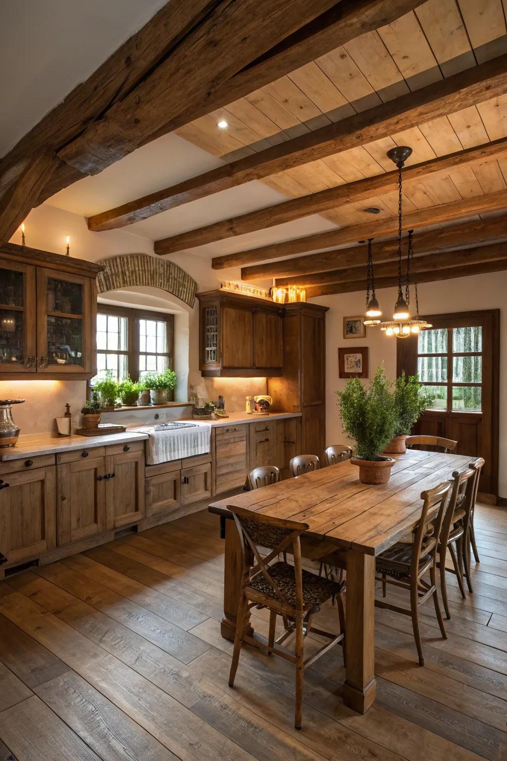 Timber highlights incorporating warmth to the cooking area.