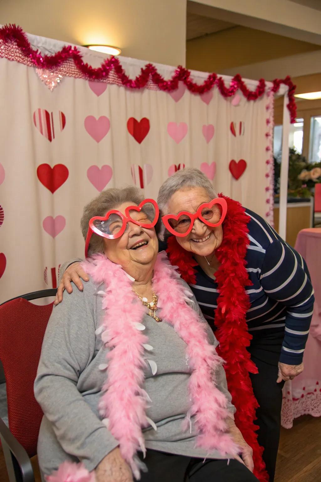 A fun Valentine's Day photo booth captures joyful memories.