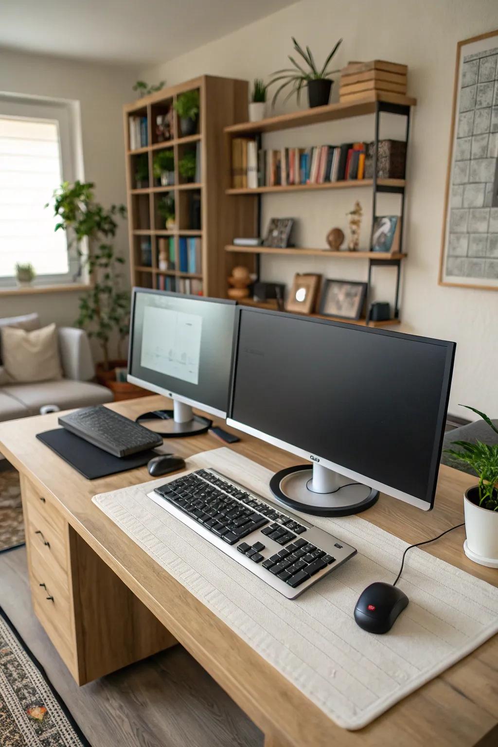Increase productivity with a dual-monitor setup.
