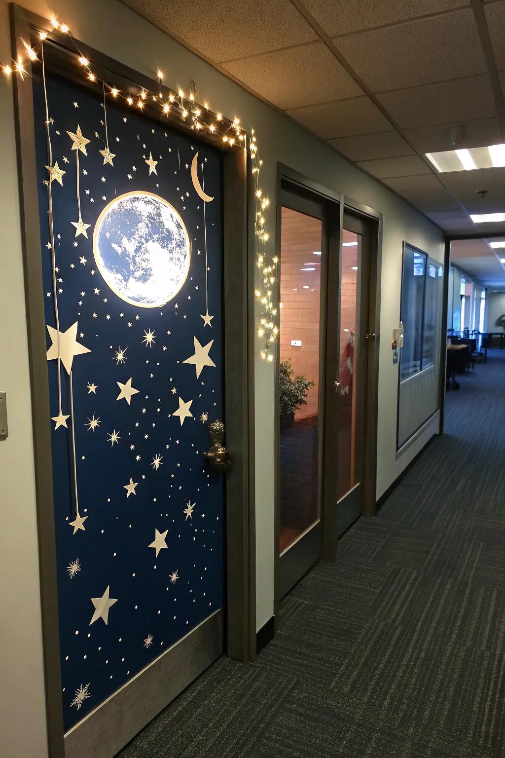 Permit your door to radiate through a Starry Night motif.