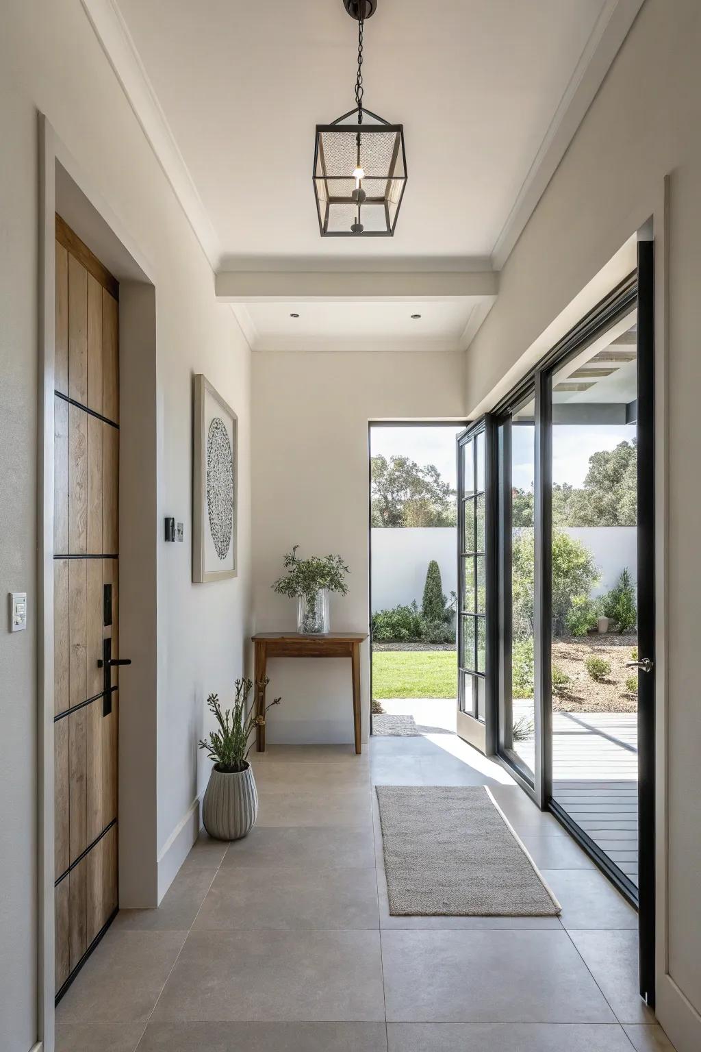 A minimalistic entryway highlights the elegance of simplicity and structure.