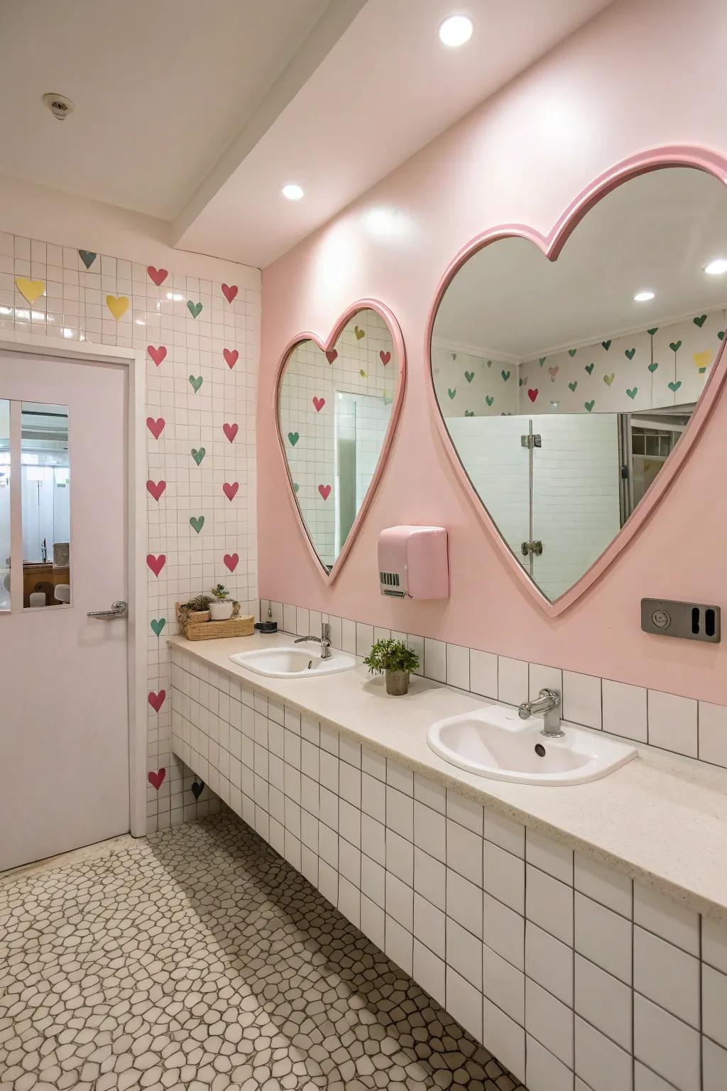 Heart-shaped mirrors improve light and give a sense of spaciousness.