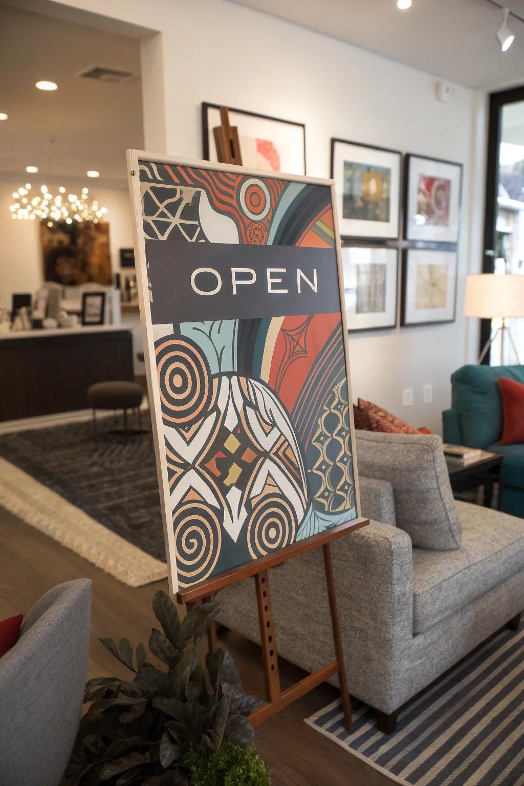 An artistic welcome display infuses creativity into your decor.