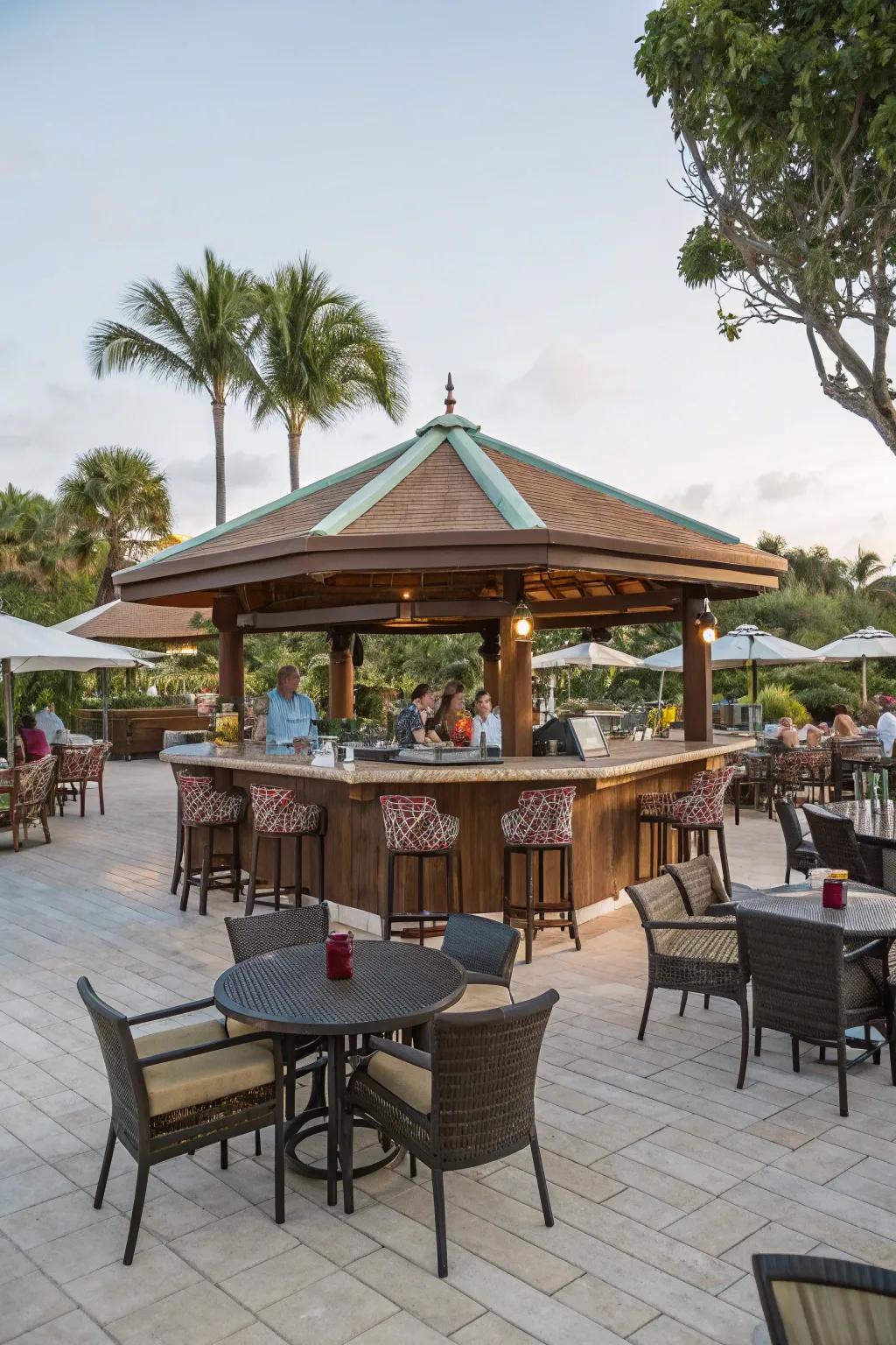 An island bar, inviting all to gather.