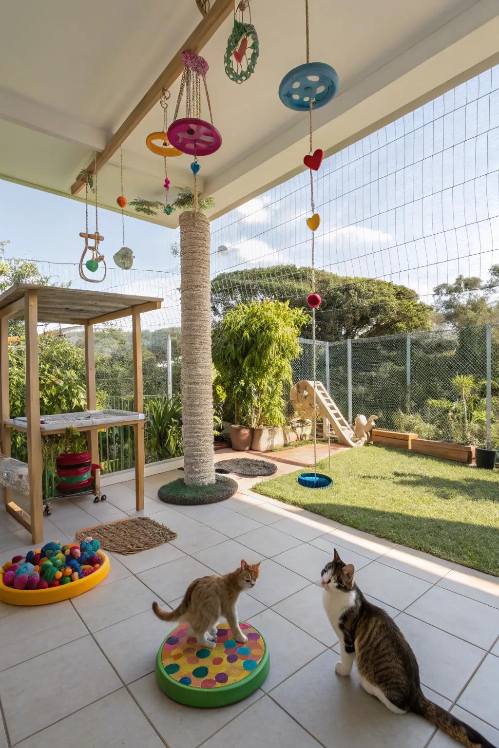 Interactive playthings and conundrums augment pleasure and arousal to outdoor playtime.