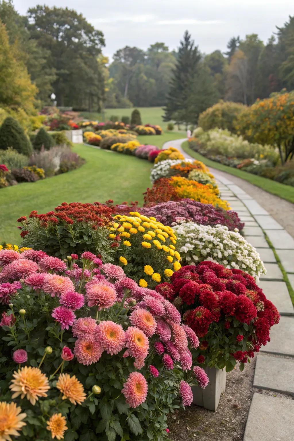 Seasonal blooms creating a dynamic and vibrant garden display.