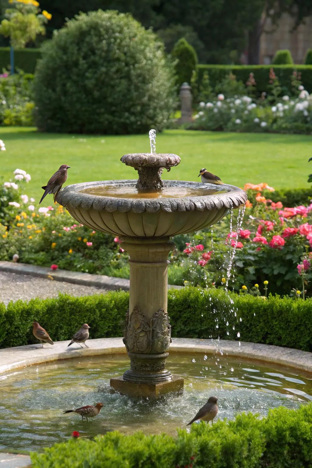 Bird bath fountains welcome wildlife into your garden.