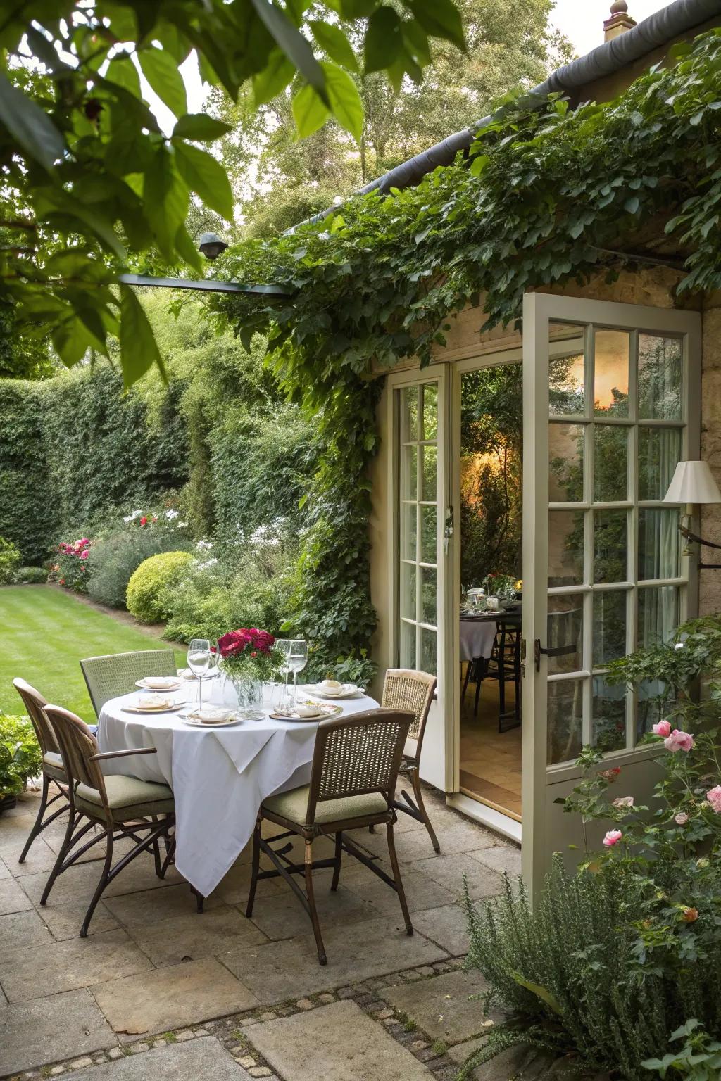 An inviting outdoor feasting area ideal for gatherings.