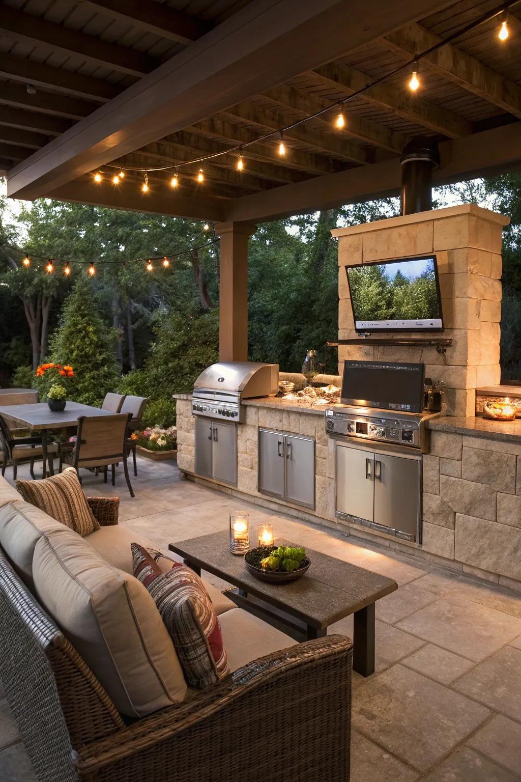 Relax in style using a relaxation space that offers comfort and entertainment.