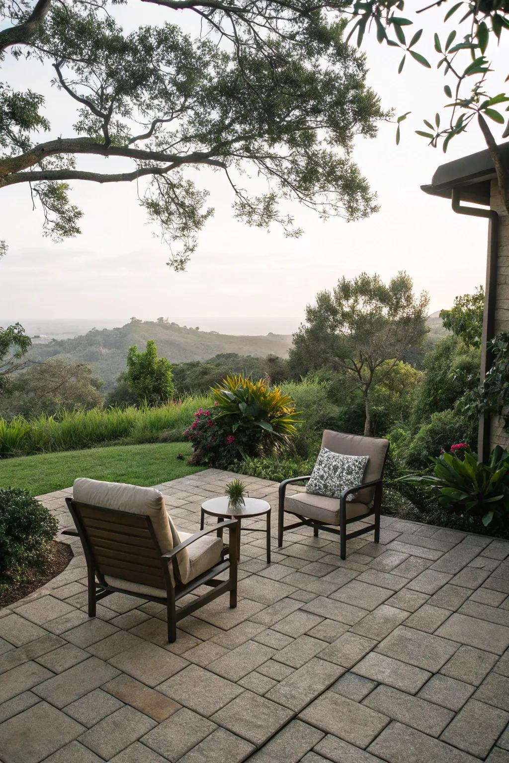Simple patio layouts offer charm and tranquility.