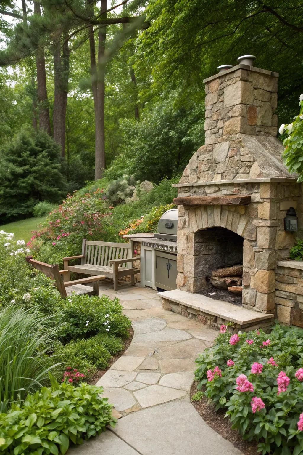 Merge your BBQ zone with nature for an integrated outdoor venture.