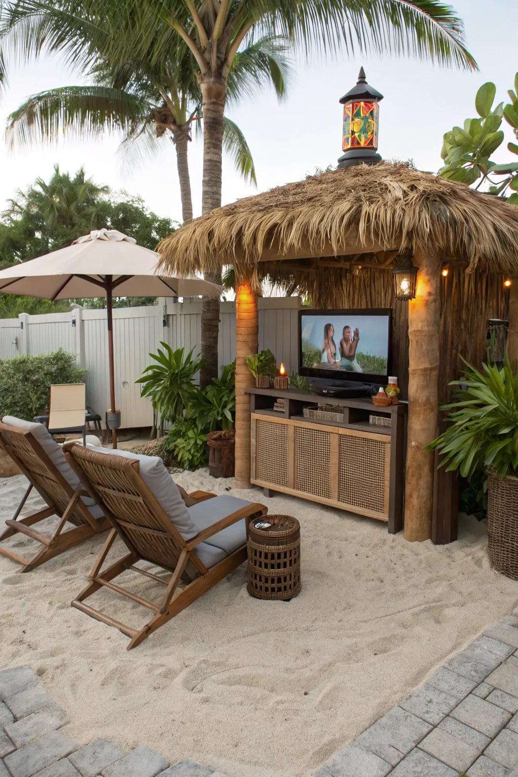 Feel the sand under your feet with a beach-inspired television setup.