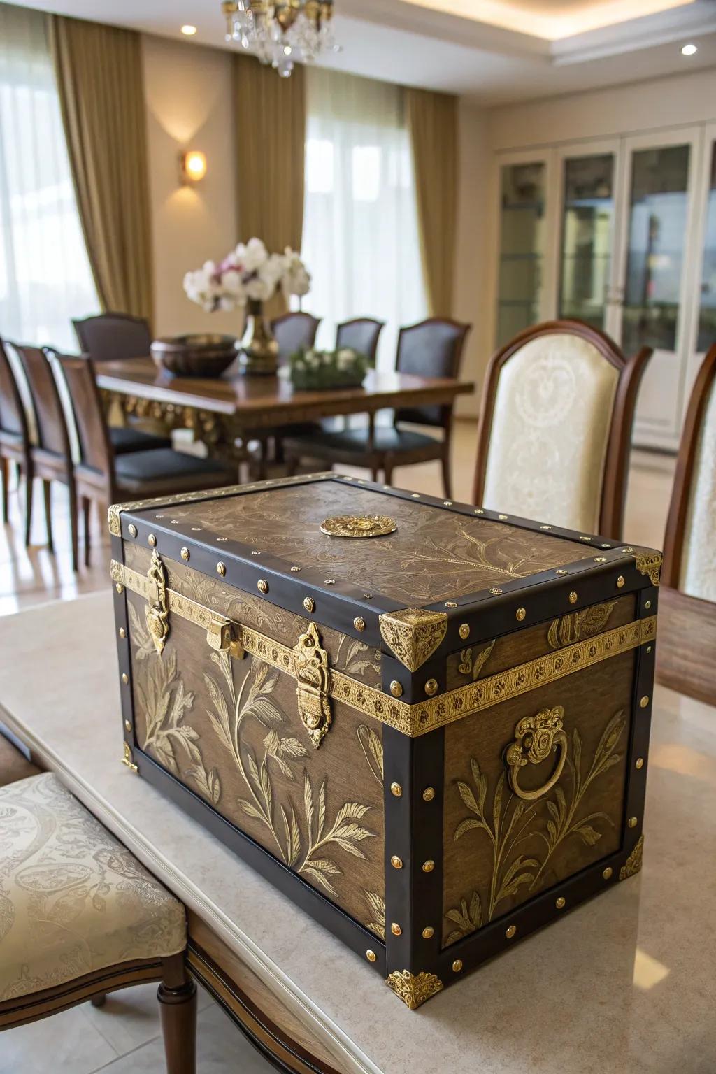 Royal beauty with golden sheet highlights.