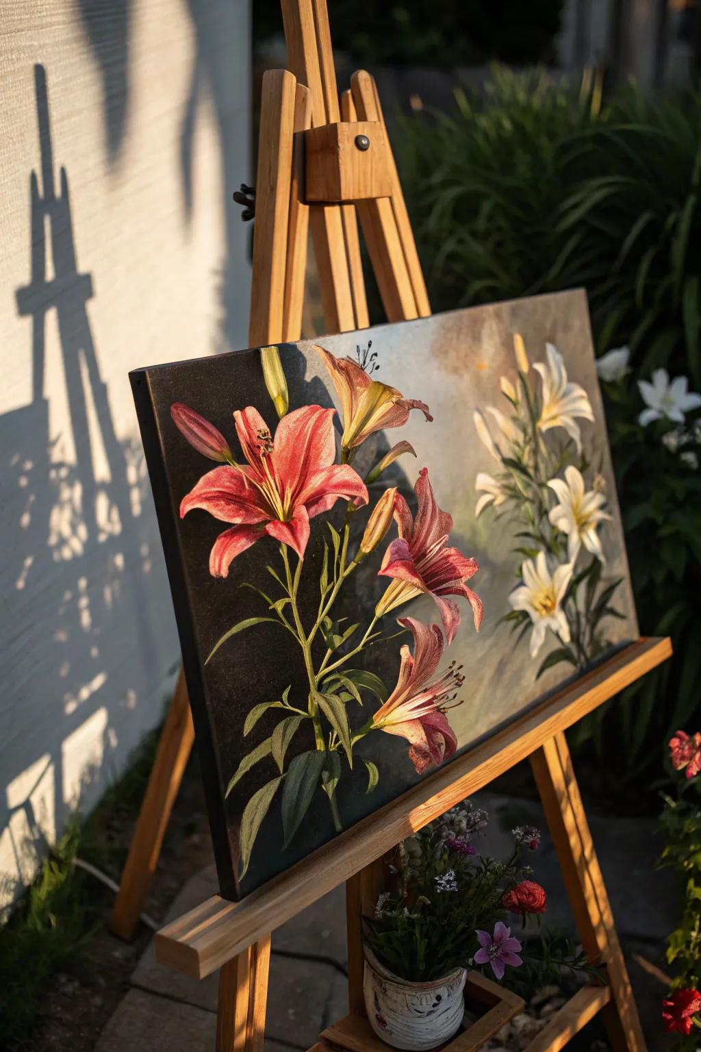 Dramatic lighting appends dimension to your flower paintings.