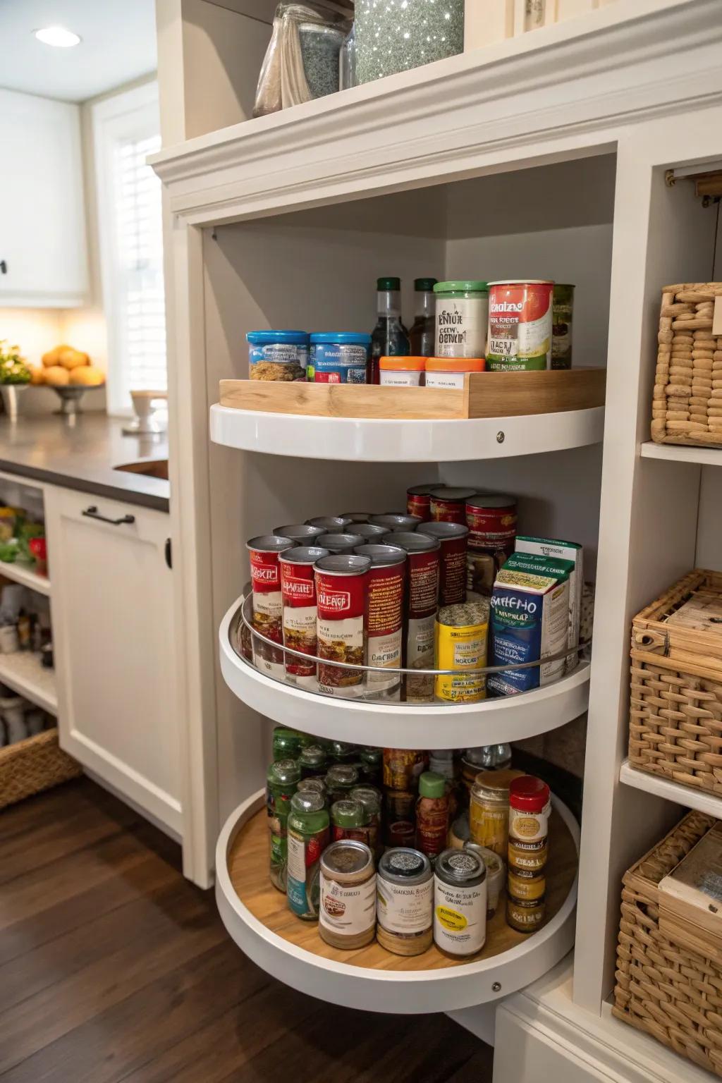 Lazy Susans are great to use within corners.