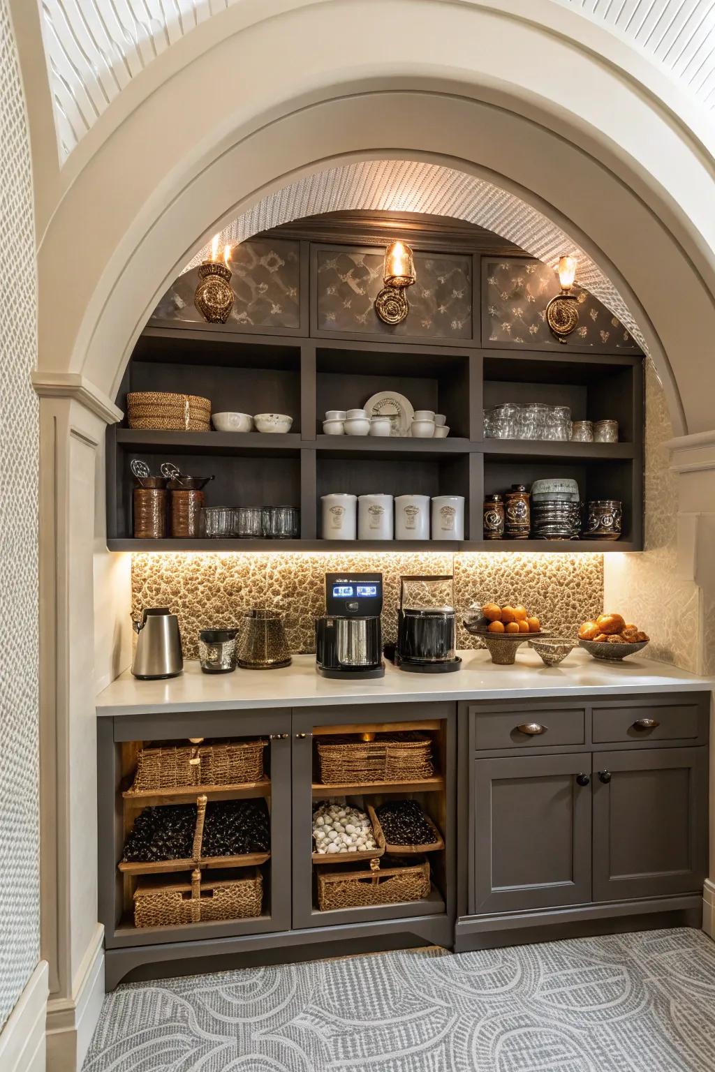 A curved design contributes sudden harmony to your coffee niche.