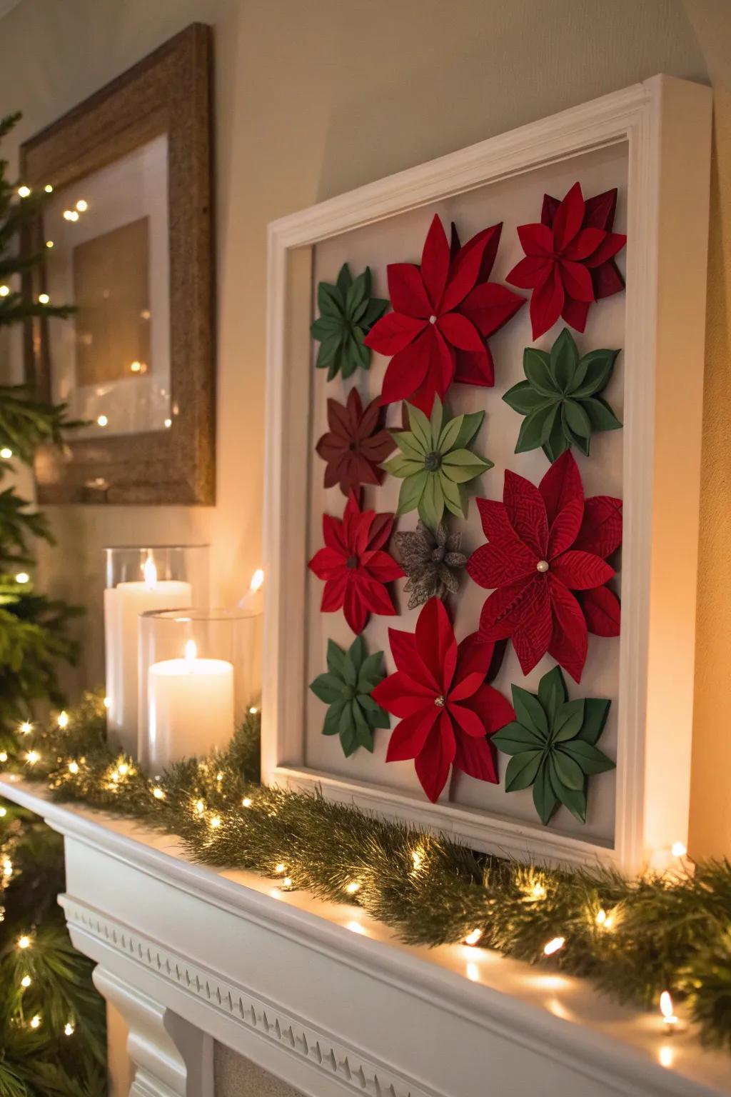 A festive shadow box conveys holiday exuberance to any chamber.